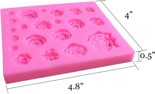 Miniatura 2 de Tosnail Paquete de 3 moldes de silicona para fondant de 21 cavidades, moldes de caramelo de flores de rosas para pasteles de boda, pastel pop