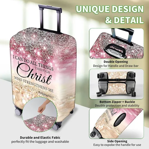 Miniatura 2 de Fundas de equipaje para maleta, aprobadas por la TSA, protector elástico lavable para maleta, funda protectora de maleta con texto en inglés "I can