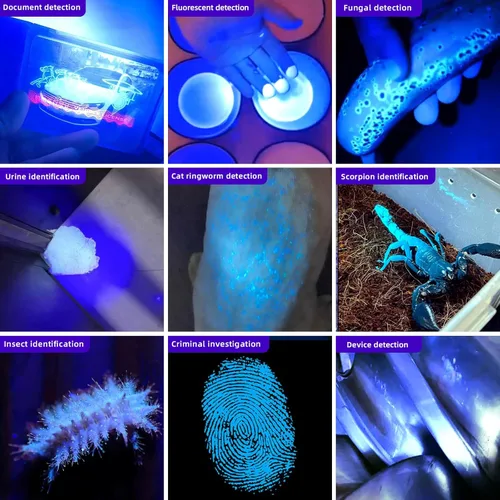 Miniatura 5 de Linterna UV Blacklight 365nm UV304 – Recargable, de alta potencia, compacta, impermeable, duradera, ideal para curado con pegamento UV, manchas