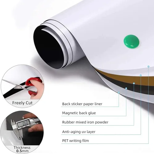 Miniatura 2 de ZHIDIAN Adhesivo magnético para pizarra blanca para pared/puerta, papel tapiz autoadhesivo grande de 36 x 24 pulgadas, papel de contacto