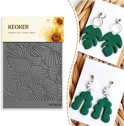 Miniatura 9 de Keoker Hojas de textura de arcilla polimérica, alfombrilla de textura de arcilla para hacer aretes de joyería, herramientas de aretes de arcilla