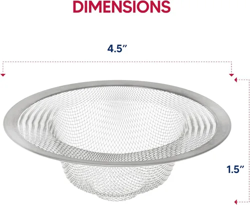 Miniatura 6 de HIC Kitchen Colador de malla para fregadero, acero inoxidable 18/8, 4.5 pulgadas