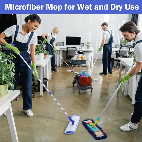 Miniatura 4 de Uiifan 1 juego de trapeador de microfibra de 18 pulgadas con mango extensible y almohadillas lavables reutilizables para pisos de madera dura