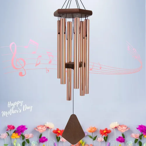 Miniatura 22 de Campanillas de viento para exteriores, campanillas de viento conmemorativas con 6 tubos de metal largos, carillón de viento de condolencia