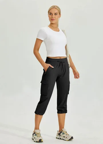 Miniatura 6 de Willit Pantalones de senderismo tipo cargo para mujer, con bolsillos, de secado rápido, ligeros, casuales al aire libre