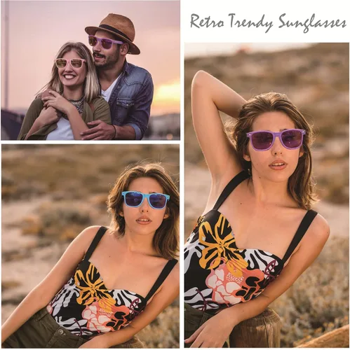 Miniatura 2 de Eyegla Paquete de 81218 lentes de sol de neón a granel coloridos para fiesta, gafas retro para fiesta para adultos, hombres y mujeres