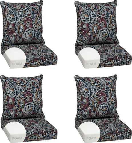 Miniatura 54 de Arden Outdoor Deep Seat Cushion Set, 24 x 24 pulgadas, Cojín para patio resistente al clima, a la lluvia y a la decoloración para silla, sofá y sofá