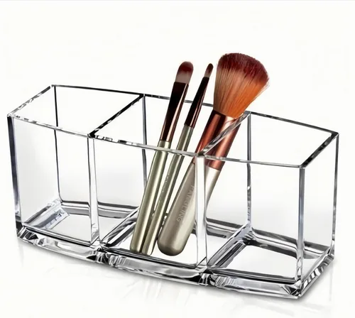 Miniatura 3 de Organizador de herramientas cosméticas acrílicas, caja de almacenamiento de maquillaje cosmético transparente de 3 compartimentos, soporte
