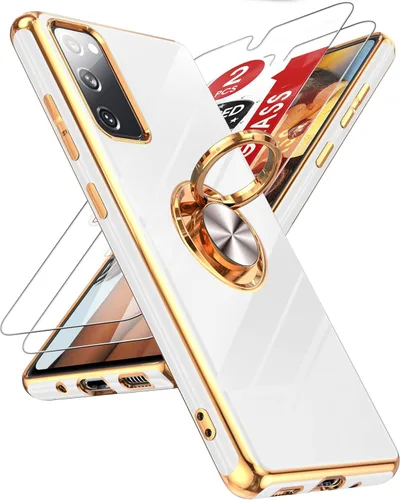 Miniatura 46 de LeYi Funda para Samsung Galaxy S22 Ultra con soporte de anillo giratorio de 360°, soporte magnético, chapado en oro rosa, borde protector para Negro