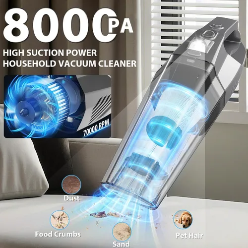 Miniatura 2 de THINKWORK Plumero de microfibra para limpieza del automóvil, kit de detalles interiores del automóvil con aspiradora de alta potencia de mano, sin
