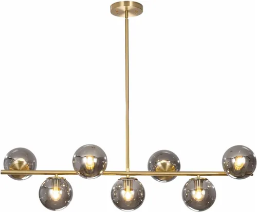 Miniatura 10 de KCO Iluminación Moderna de 7 Luces de Níquel Cepillado en Metal Grande Lámpara de Techo Nórdica con Globo de Vidrio Transparente Lámpara Colgante