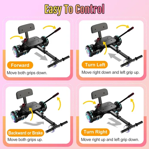 Miniatura 2 de Scooter Seat Attachment, Scooter with Go Kart for Kids Boys Girls Adults, LED Lights, Bluetooth(Include Go-Kart)
