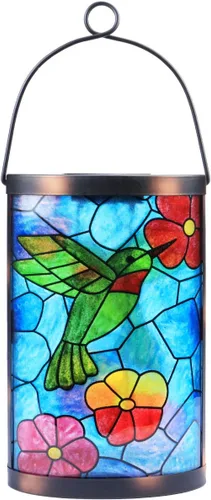 Miniatura 20 de Linterna solar colgante para exteriores, diseño de pájaro azul, impermeable, luz LED cardenal, lámpara decorativa de mesa para patio, jardín