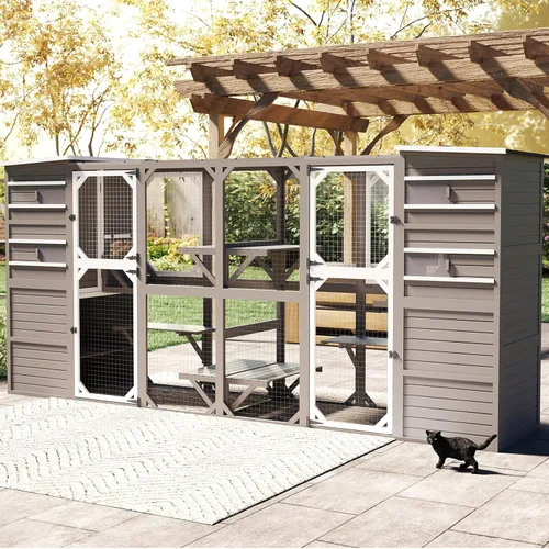 Miniatura 9 de Cercado Catio grande de 118" para gatos al aire libre, recintos para patio de gatos resistentes a la intemperie para múltiples gatos, jaula exterior