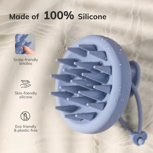 Miniatura 2 de Sndyi - Cepillo de champú y masajeador de cuero cabelludo de silicona, limpiador de cabello con cerdas de silicona suave, exfoliador del cuero