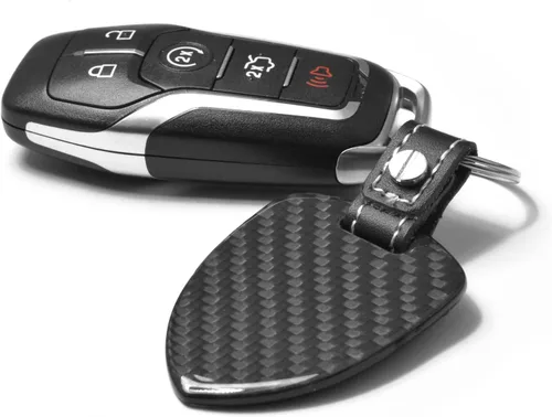 Miniatura 3 de iPick Image Llavero grande de fibra de carbono negro real estilo escudo oficial con licencia para Chevrolet Camaro SS, Negro