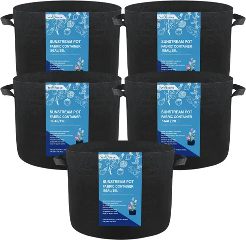 Miniatura 7 de SunStream Bolsas de cultivo de 3 galones, paquete de 10 unidades resistentes de 10.58 oz engrosadas con asas, macetas de jardín de tela no tejida