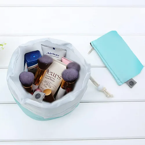 Miniatura 3 de INVODA Bolsa de cosméticos con cordón, bolsa de maquillaje de viaje para mujer, bolsa de aseo portátil con cordón, bolsa organizadora de maquillaje