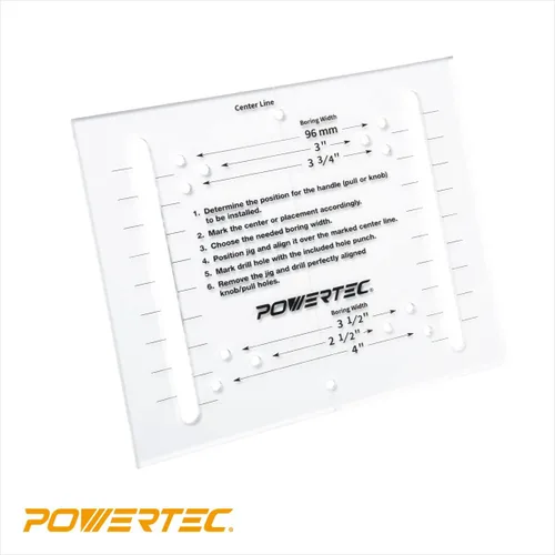 Miniatura 4 de POWERTEC Plantilla de hardware para gabinete con punzón central, plantilla de cajón para instalar tiradores, perillas, mango en gabinete y cajón