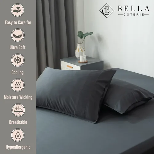Miniatura 2 de Bella Coterie Juego de fundas de almohada de bambú viscosa de lujo tamaño queen 100% cultivado orgánicamente Ultra suave Refrescante 2