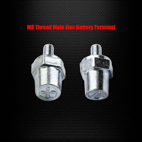 Miniatura 4 de Ampper Postes de carga de terminal de batería de zinc macho de rosca M8, adaptador de poste de batería M8 (+/-) para extensión, paquete de 2 Zinc