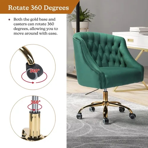 Miniatura 4 de Silla de escritorio copetuda de terciopelo Verde