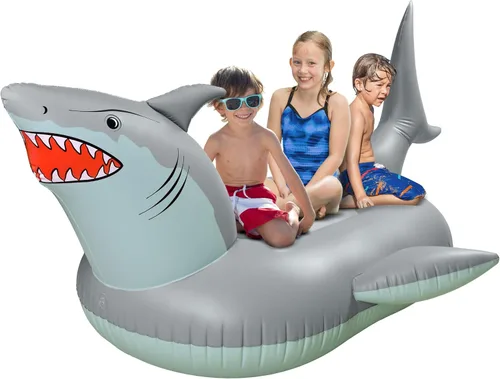 GoFloats Tubo flotador de piscina con forma de tiburón "Great White Bite", balsas inflables, adultos y niños