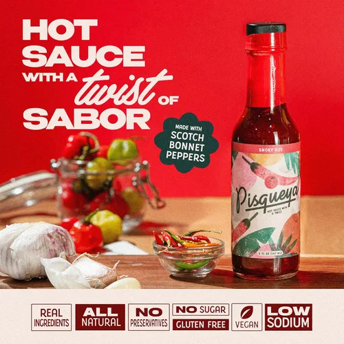 Miniatura 3 de PISQUEYA Salsa picante – Extreme Scotch Bonnet Pepper Sauce 12 veces más picante que el jalapeño – Salsa picante caribeña, baja en sodio, salsa