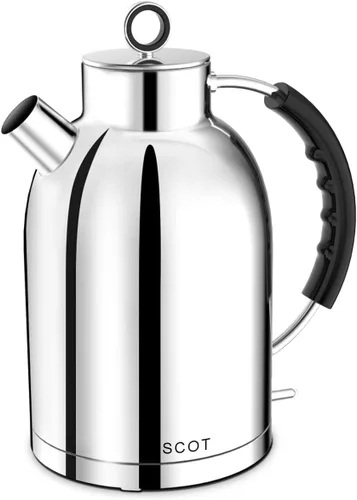ASCOT Hervidor eléctrico, hervidor de té eléctrico, hervidor de agua caliente, acero inoxidable, 1.5L, 1500 W, calentador de té y agua hirviendo,