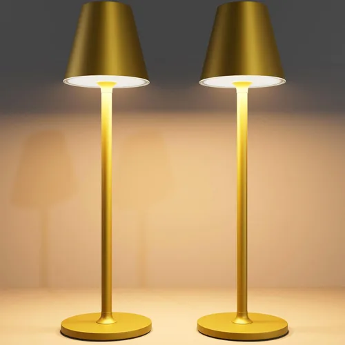 Timjorman Lámpara de mesa LED inalámbrica, lámpara de escritorio con batería recargable de 4000 mAh, brillo de 3 niveles junto a la luz nocturna,