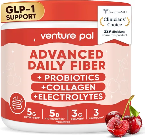 Polvo de fibra prebiótica diaria 6 en 1 para la salud intestinal y digestiva, apto para GLP-1, suplemento de fibra sin azúcar en polvo con V4-cereza