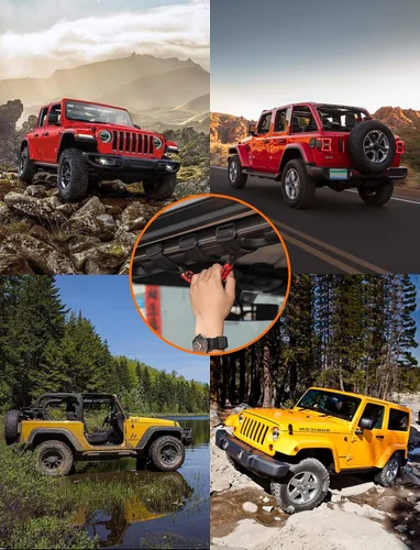 Miniatura 7 de Savadicar 2 asas de agarre de barra enrollable para Jeep Wrangler YJ TJ JK JKU JL JLU & Gladiator JT 1987-2023, accesorios interiores, negro y rojo