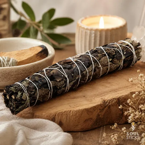 Miniatura 4 de Soul Sticks Paquete de 1 barra de manchas de salvia negra, 9 pulgadas, bendición de la casa de salvia floral, limpia la casa y la energía negativa