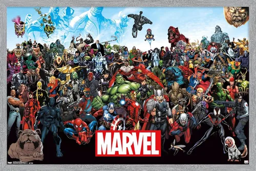 Miniatura 14 de Marvel Comics The Marvel Lineup - Póster de pared, 22.4 pulgadas de largo x 14.7 pulgadas de ancho, versión enmarcada de madera de granero