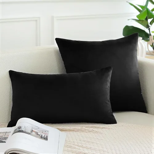 Miniatura 4 de OTOSTAR Fundas de almohada decorativas de terciopelo suave y sólido de 12 x 20 pulgadas, fundas de almohada lumbares, fundas de almohada para sofá