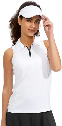 Miniatura 3 de Viodia Camiseta de golf sin mangas para mujer, con cremallera, de secado rápido, camisetas polo para mujer, ropa de golf
