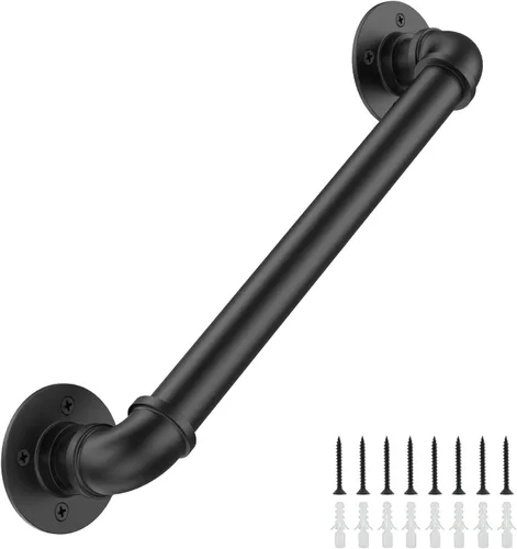 Miniatura 15 de Barandilla Industrial de 1 Pie para Escaleras con Montaje en Pared, Pasamanos de Escalera con Tubo de φ1.3" para Escalones, Barra de Agarre