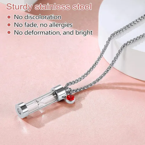 Miniatura 93 de FindChic Collares personalizados con urna para cenizas, barra vertical, gato, luna, reloj de arena, garra de perro, acero inoxidable, chapado en oro