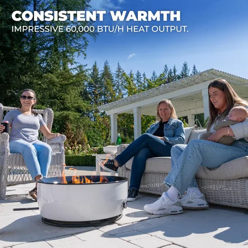 Miniatura 6 de Outland Living - Fogata grande de gas propano para exteriores, 60,000 BTU/h, 24 pulgadas con tapa - Hoguera moderna Lake Country 800 Fire Bowl