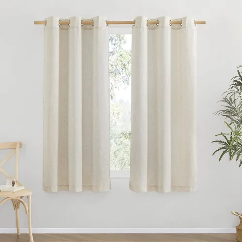 Miniatura 171 de NICETOWN Cortinas de lino natural con textura de lino para dormitorio, mezcla de lino rústica con ojales en la parte superior, semitransparentes
