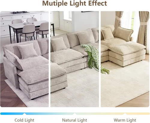Miniatura 8 de Sofá modular de gran tamaño, sofá grande en forma de U con asiento profundo, sofás de nube de felpilla para sala de estar, sofá modular convertible