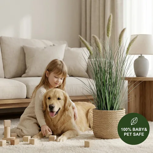Miniatura 6 de Ttranewsoo Plantas artificiales de hierba de junco para interiores, planta de hierba de cola de gata, planta artificial al aire libre, hierba falsa