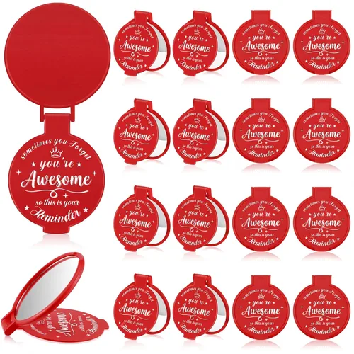 Miniatura 15 de 18 piezas de espejo compacto inspirador de 2.76 pulgadas a granel para mujeres, pequeños regalos de graduación, día de la madre, fiesta, bolso, Negro