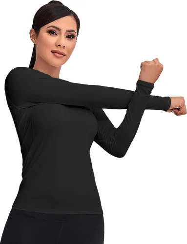 Miniatura 2 de TELALEO Paquete de 4 camisetas de compresión para mujer, manga largacorta, entrenamiento, capa base, atlética, equipo deportivo