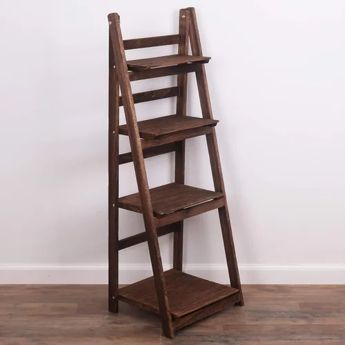 Miniatura 10 de Estante de escalera envejecido, estantería rústica inclinada para decoración del hogar (negro)
