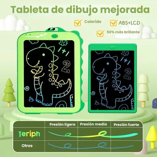 Miniatura 7 de Teriph Tableta de escritura LCD para niños, juguetes coloridos para niños pequeños, juguetes educativos para niños, juguete de dinosaurio para niños
