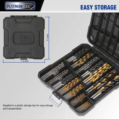 Miniatura 7 de PLATINUMEDGE Juego de brocas multiuso de 140 piezas, 88 brocas de titanio con giro 26 brocas de mampostería para ladrillo, concreto 26 brocas