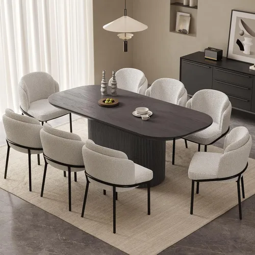 Miniatura 15 de Guyii Juego de mesa de comedor ovalada de 63 pulgadas con sillas, juego de mesas de comedor de 6 asientos para 7 piezas, juego de mesa de comedor