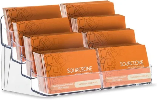 Miniatura 2 de Soporte de escritorio para tarjetas de presentación de bolsillo en acrílico transparente con 8 espacios Source One (BC-8P).