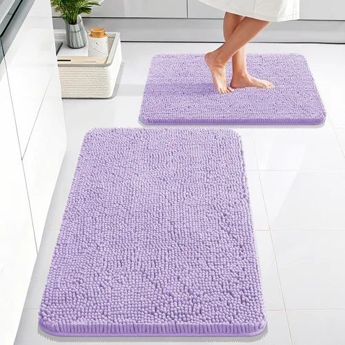 Miniatura 220 de OLANLY Juego de alfombras de baño de 2 piezas, alfombras de baño de chenilla suave y absorbente y alfombra de contorno en forma de U para inodoro